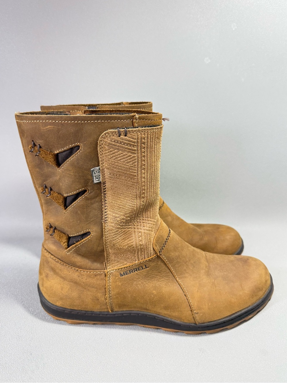 Merrell Tan Ashland Vee Mid Waterproof Leather Pull-On Mid-Calf Boots